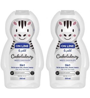 (BUNDLE OF 2) ON LINE KIDS HAIR, BODY, FACE WASH 3 IN 1 WHITE CHOCOLATE 350ML