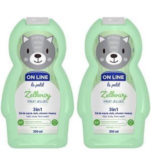 (BUNDLE OF 2) ON LINE KIDS HAIR, BODY, FACE WASH 3 IN 1 FRUIT JELLIES 350ML