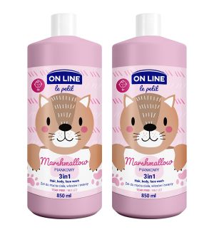 (BUNDLE OF 2) ON LINE KIDS HAIR, BODY & FACE WASH MARSHMALLOW 850ML