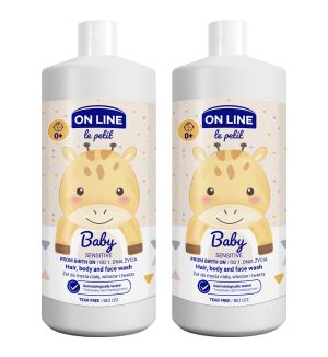 (BUNDLE OF 2) ON LINE KIDS HAIR, BODY AND FACE WASH BABY SENSITIVE 850ML
