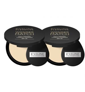 (BUNDLE OF 2) EVELINE WONDER MATCH MATT PRESSED COMPACT POWDER SPF 30 NO 01 LIGHT BEIGE 8G