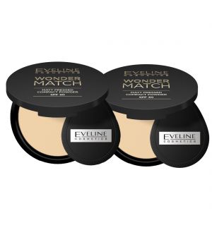(BUNDLE OF 2) EVELINE WONDER MATCH MATT PRESSED COMPACT POWDER SPF 30 NO 02 MEDIUM BEIGE 8G