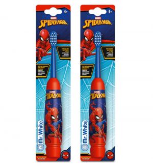 (BUNDLE OF 2) MR WHITE SPIDERMAN BATTERY POWERED TOOTHBRUSH