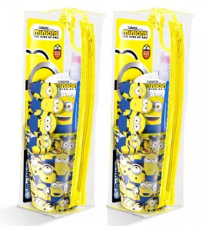 (BUNDLE OF 2) MR WHITE MINIONS TRAVEL KIT TOOTHBRUSH WITH TOOTHPASTE 75ML