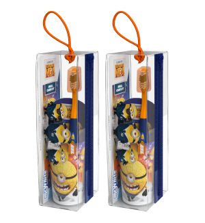 (BUNDLE OF 2) MR WHITE MINIONS TRAVEL KIT TOOTHBRUSH WITH TOOTHPASTE 75ML