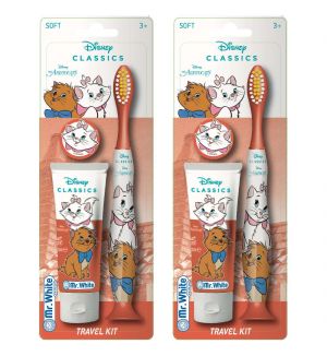 (BUNDLE OF 2) MR WHITE THE ARISTOCATS TRAVEL KIT TOOTHBRUSH WITH TOOTHPASTE 25ML