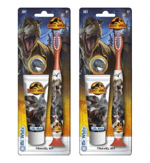(BUNDLE OF 2) MR WHITE JURASSIC WORLD TRAVEL KIT TOOTHBRUSH WITH TOOTHPASTE 25ML