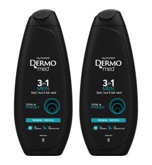 (BUNDLE OF 2) DERMOMED MEN 3 IN 1 WASH TOTAL & FRESH 450ML