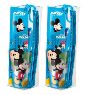 (BUNDLE OF 2) MR WHITE MICKEY TRAVEL KIT TOOTHBRUSH WITH TOOTHPASTE 75ML
