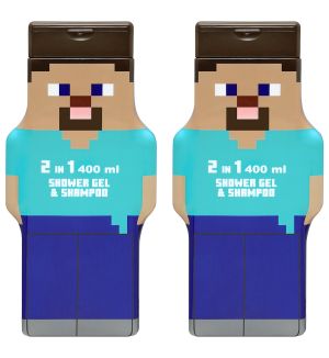 (BUNDLE OF 2) AIR VAL MINECRAFT 2 IN 1 SHOWER GEL & SHAMPOO 400ML