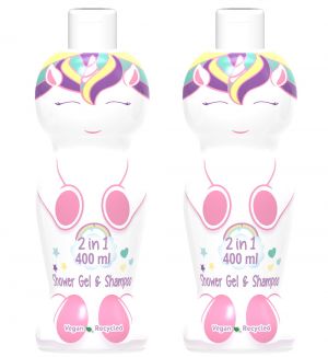 (BUNDLE OF 2) AIR VAL EAU MY UNICORN 1D SHOWER GEL & SHAMPOO 2 IN 1 400ML