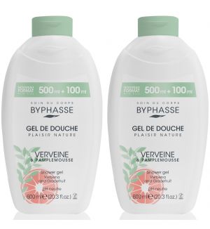 (BUNDLE OF 2) BYPHASSE PLAISIR NATURE SHOWER GEL VERBENA & GRAPEFRUIT 600ML