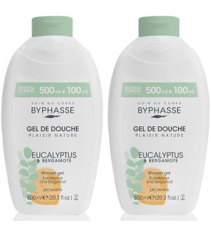 (BUNDLE OF 2) BYPHASSE PLAISIR NATURE SHOWER GEL EUCALYPTUS & BERGAMOT 600ML