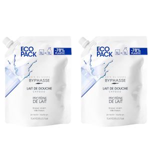 (BUNDLE OF 2) BYPHASSE ECOPACK CARESSE SHOWER CREAM MILK PROTEIN 1L