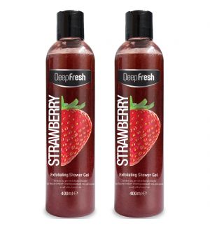 (BUNDLE OF 2) DEEP FRESH EXFOLIATING SHOWER GEL STRAWBERRY 400ML