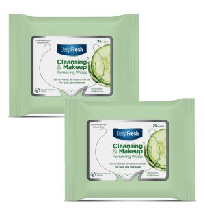 (BUNDLE OF 2) DEEP FRESH CLEANSING & MAKEUP REMOVING WET WIPES WITH CUCUMBER EXTRACT 25S