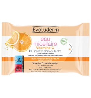 EVOLUDERM VITAMIN C MICELLAR WATER CLEANSING WIPES 25S