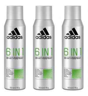 (BUNDLE OF 3) ADIDAS DEO SPRAY HOMME 6-IN-1150ML (NEW)