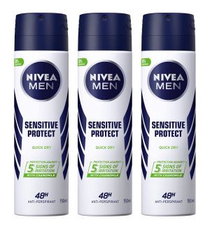 (BUNDLE OF 3) NIVEA MEN DEODORANT SPRAY SENSITIVE PROTECT 150ML