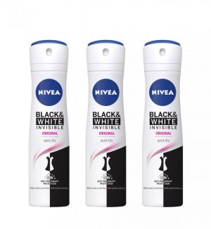 (BUNDLE OF 3) NIVEA DEO SPRAY (L) INVISIBLE BLACK & WHITE ORIGINAL 150ML
