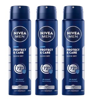 (BUNDLE OF 3) NIVEA MEN DEODORANT SPRAY PROTECT & CARE 250ML