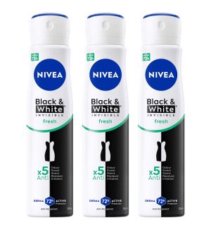 (BUNDLE OF 3) NIVEA DEODORANT SPRAY BLACK & WHITE INVISIBLE FRESH 250ML