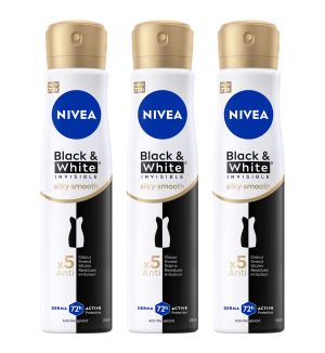 (BUNDLE OF 3) NIVEA DEODORANT SPRAY BLACK & WHITE INVISIBLE SILKY SMOOTH 250ML