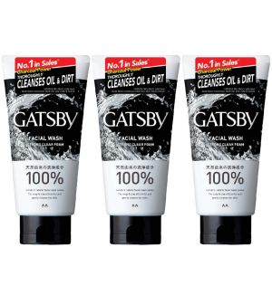 (BUNDLE OF 3) GATSBY FACIAL WASH STRONG CLEAR FOAM 130G (BLACK) 