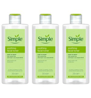 (BUNDLE OF 3) SIMPLE KIND TO SKIN SOOTHING FACIAL TONER 200ML