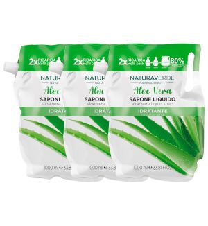 (BUNDLE OF 3) NATURAVERDE ALOE VERA MOISTURISING LIQUID HAND SOAP REFILL 1000ML