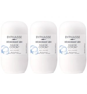 (BUNDLE OF 3) BYPHASSE DEODORANT ROLL ON FLEUR DE COTON 50ML