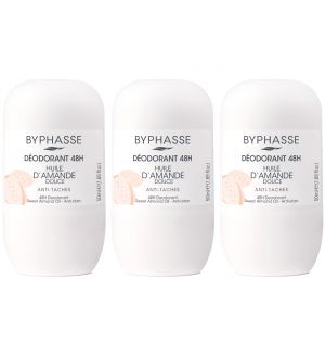 (BUNDLE OF 3) BYPHASSE DEODORANT ROLL ON A' L HULIE D'AMANDE DOUCE 50ML