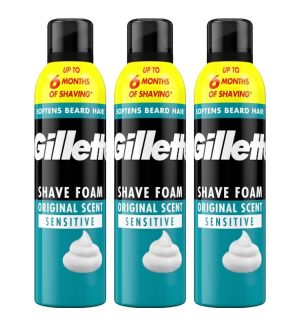(BUNDLE OF 3) GILLETTE SHAVE FOAM SENSITIVE 300ML