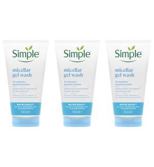 (BUNDLE OF 3) SIMPLE WATER BOOST MICELLAR FACIAL GEL WASH 150ML (EXP: 02/2027)