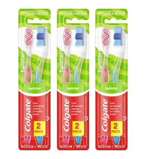 (BUNDLE OF 3) COLGATE TOOTHBRUSH TWISTER MEDIUM 2 PACK