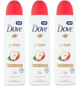 (BUNDLE OF 3) DOVE APPLE & WHITE TEA SCENT DEODORANT SPRAY 250ML 