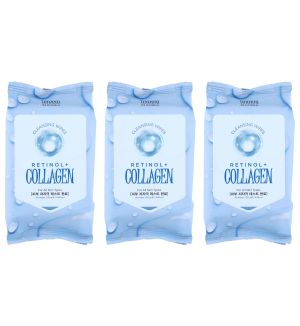 (BUNDLE OF 3) TENZERO RETINOL COLLAGEN CLEANSING WIPES 130G (30 WIPES)