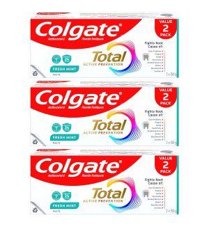 (BUNDLE OF 3) COLGATE TOTAL ACTIVE PREVENTION FRESH MINT TOOTHPASTE 2 X 150G