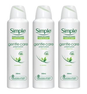 (BUNDLE OF 3) SIMPLE GENTLE CARE ANTIPERSPIRANT SPRAY 250ML