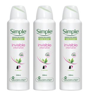 (BUNDLE OF 3) SIMPLE INVISIBLE ANTIPERSPIRANT SPRAY 250ML