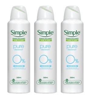 (BUNDLE OF 3) SIMPLE PURE DEODORANT SPRAY 250ML