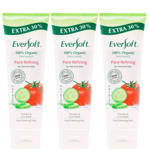 (BUNDLE OF 3) EVERSOFT ORGANIC CLEANSING FOAM TOMATO & CUCUMBER 130G