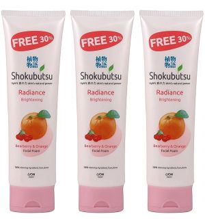 (BUNDLE OF 3) SHOKUBUTSU RADIANCE BRIGHTENING FACIAL FOAM 130G