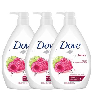 (BUNDLE OF 3) DOVE BODY WASH RENEW RASPBERRY & LIME SCENT 1L