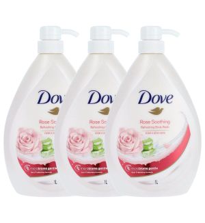 (BUNDLE OF 3) DOVE BODY WASH ROSE SOOTHING 1L