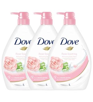 (BUNDLE OF 3) DOVE BODY WASH ROSE SOOTHING 1L