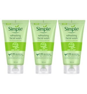 (BUNDLE OF 3) SIMPLE REFRESHING FACIAL WASH GEL 150ML