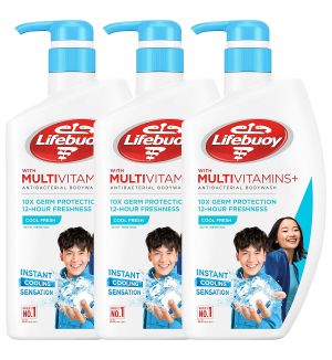 (BUNDLE OF 3) LIFEBUOY ANTIBACTERIAL BODY WASH - COOL FRESH 920ML