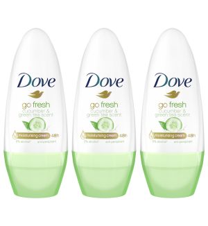 (BUNDLE OF 3) DOVE DEODORANT ROLL ON GO FRESH CUCUMBER & GREEN TEA 40ML