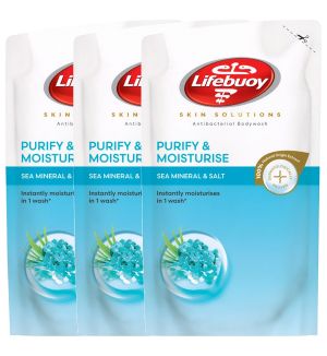 (BUNDLE OF 3) LIFEBUOY BODY WASH REFILL - SEA MINERAL & SALT 700ML